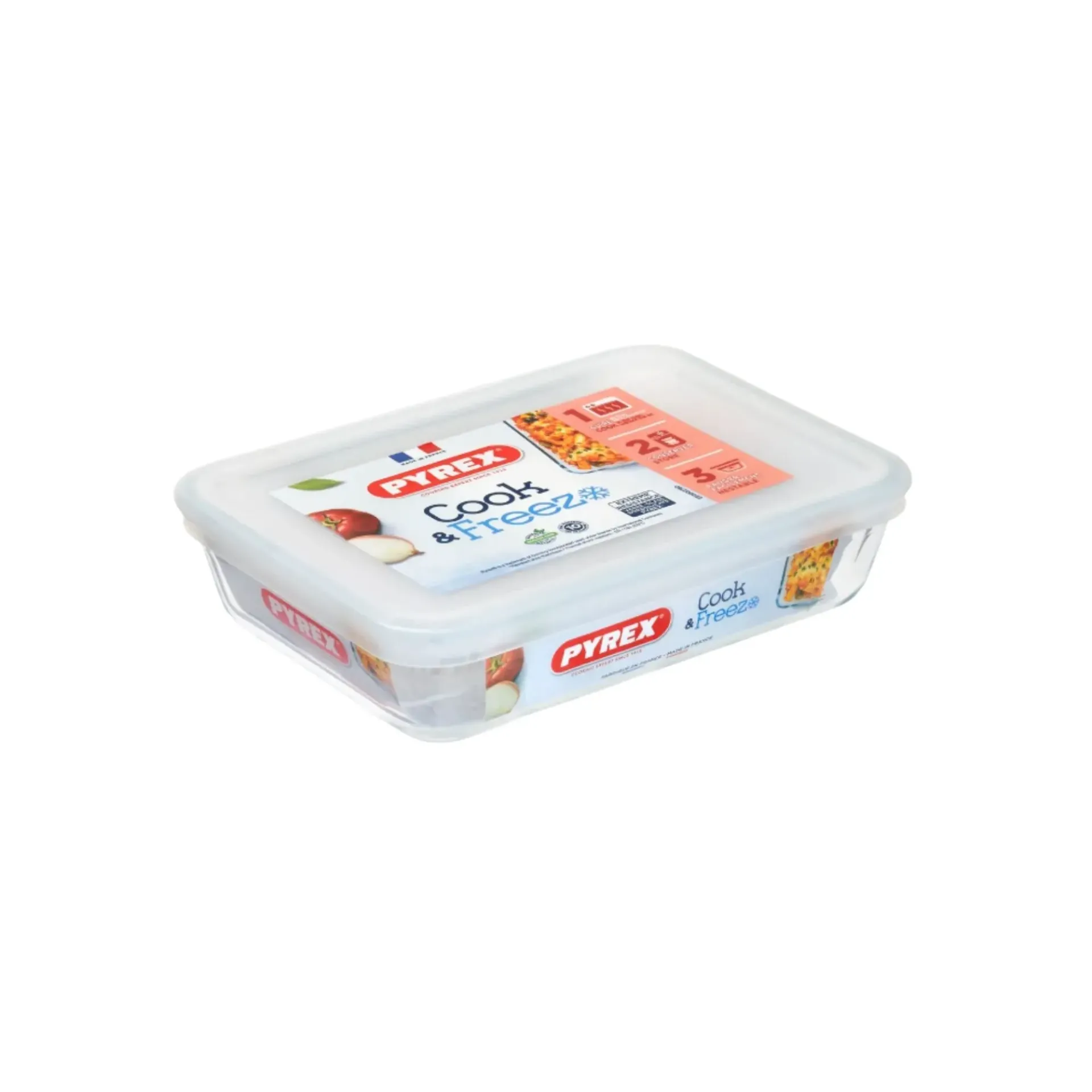 PYREX COOK FREEZ REC. DISH W/ PLASTIC 19X14CM