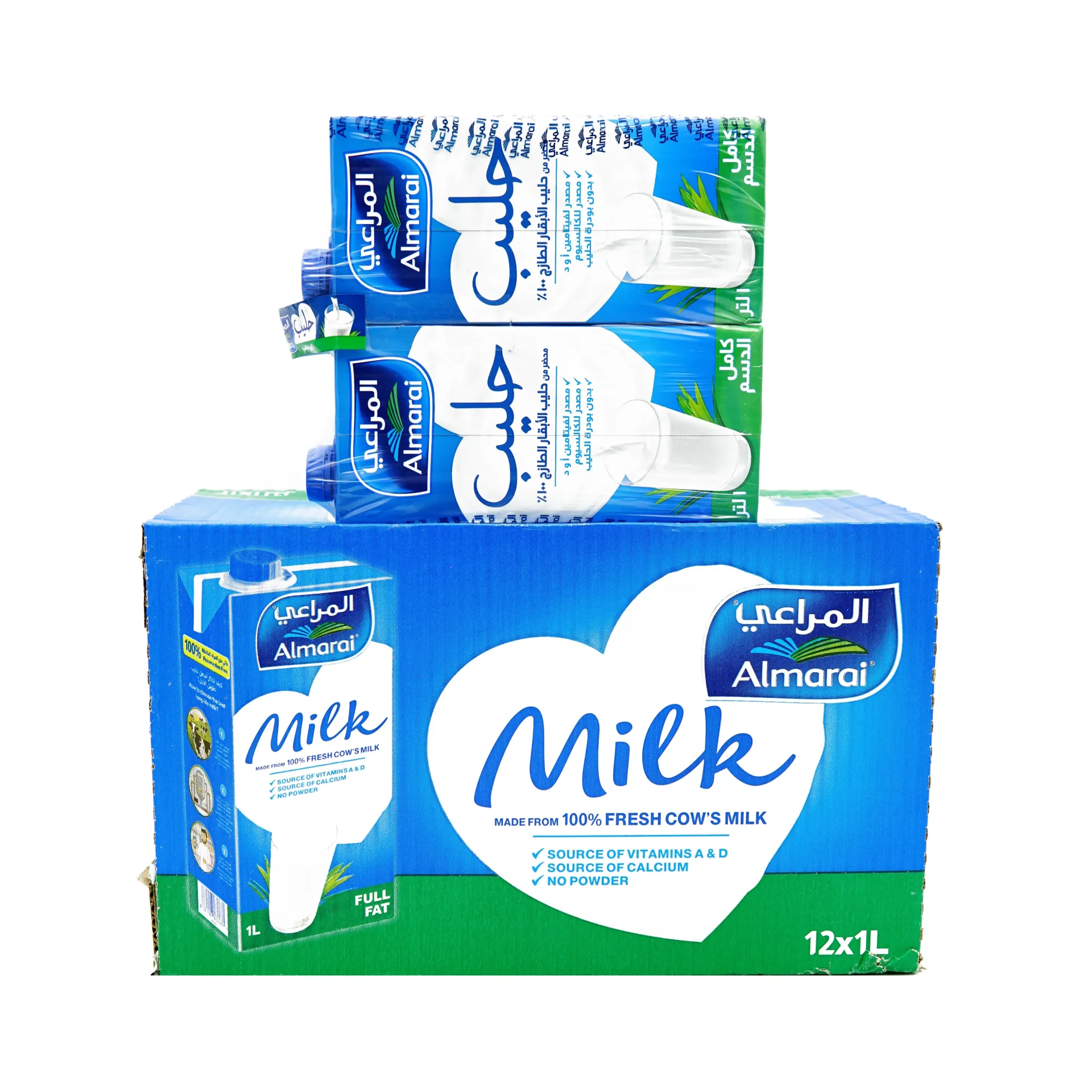 ALMARAI FULL FAT MILK 12X1L | حليب المراعي كامل الدسم 12 × 1  لتر