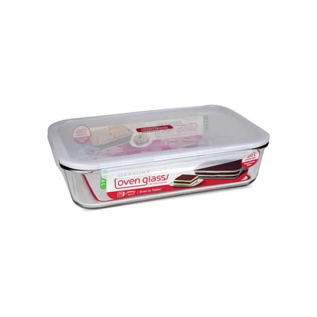 [LNL-0074 LLG 472-N] فرن زجاجي مستطيل الشكل مع غطاء، سعة 3.6  لتر
